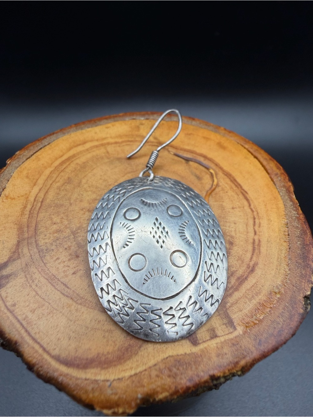 5.9g Single Sterling Silver Oval Etched Drop Earring